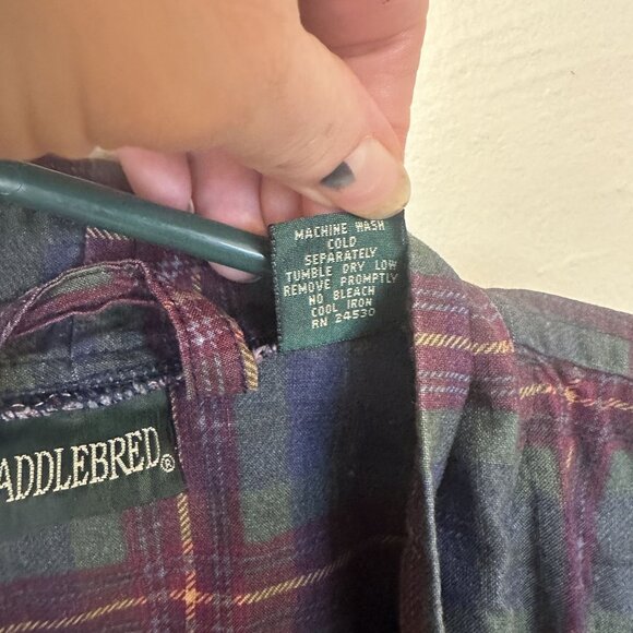 Vtg Saddlebred Plaid Robe Navy Blue Forrest Green One Size 100% Cotton Unisex - Picture 3 of 9